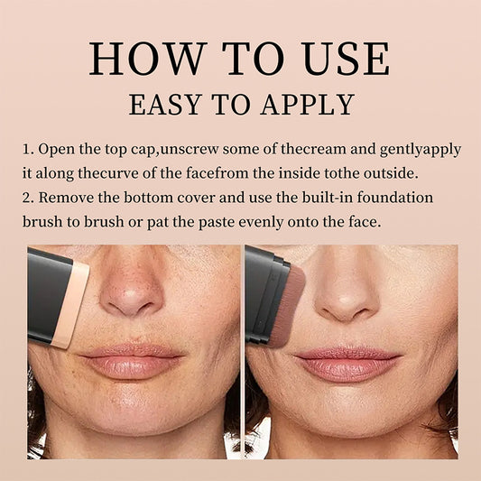 Makeup Concealer Smear-proof Makeup Liquid Foundation Powder Puff Brush Solid Foundation Cream Two-in-one English Version