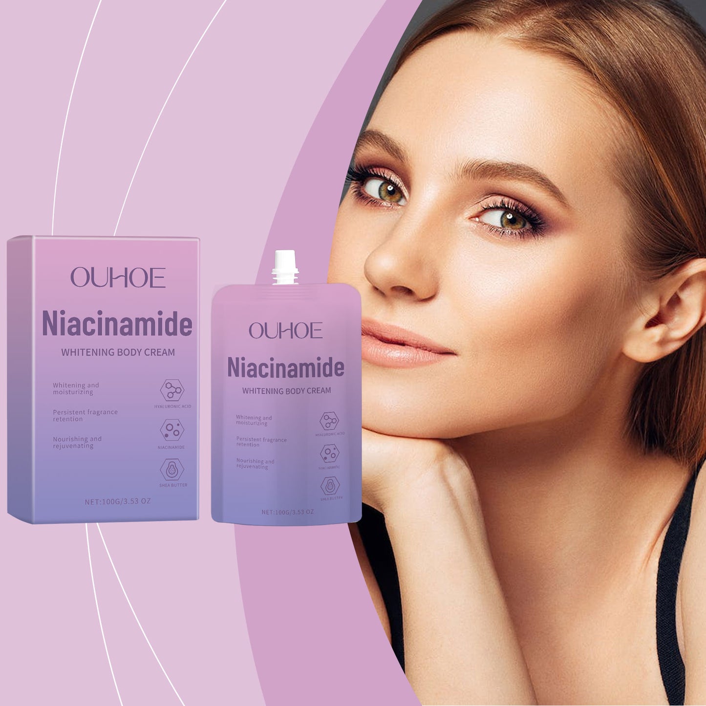 OUHOE Nicotinamide Brightening Body Cream, Moisturizes Even Skin Tone, Firming And Relieving Dry Body Lotion