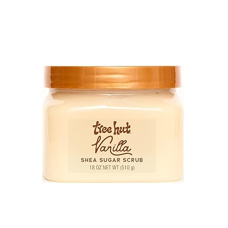 Tree Hut Vanilla Shea Sugar Scrub, Mothers Day Gifts, Exfoliating & Hydrating Body Scrub with Shea Butter & Essential Oils, Smooth Skin, For All Skin Types, Vegan, 18 oz