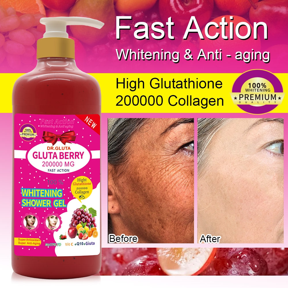 Glutathione Shower Gel Berry Whitening Lightening Body Skin Care Bath Wash