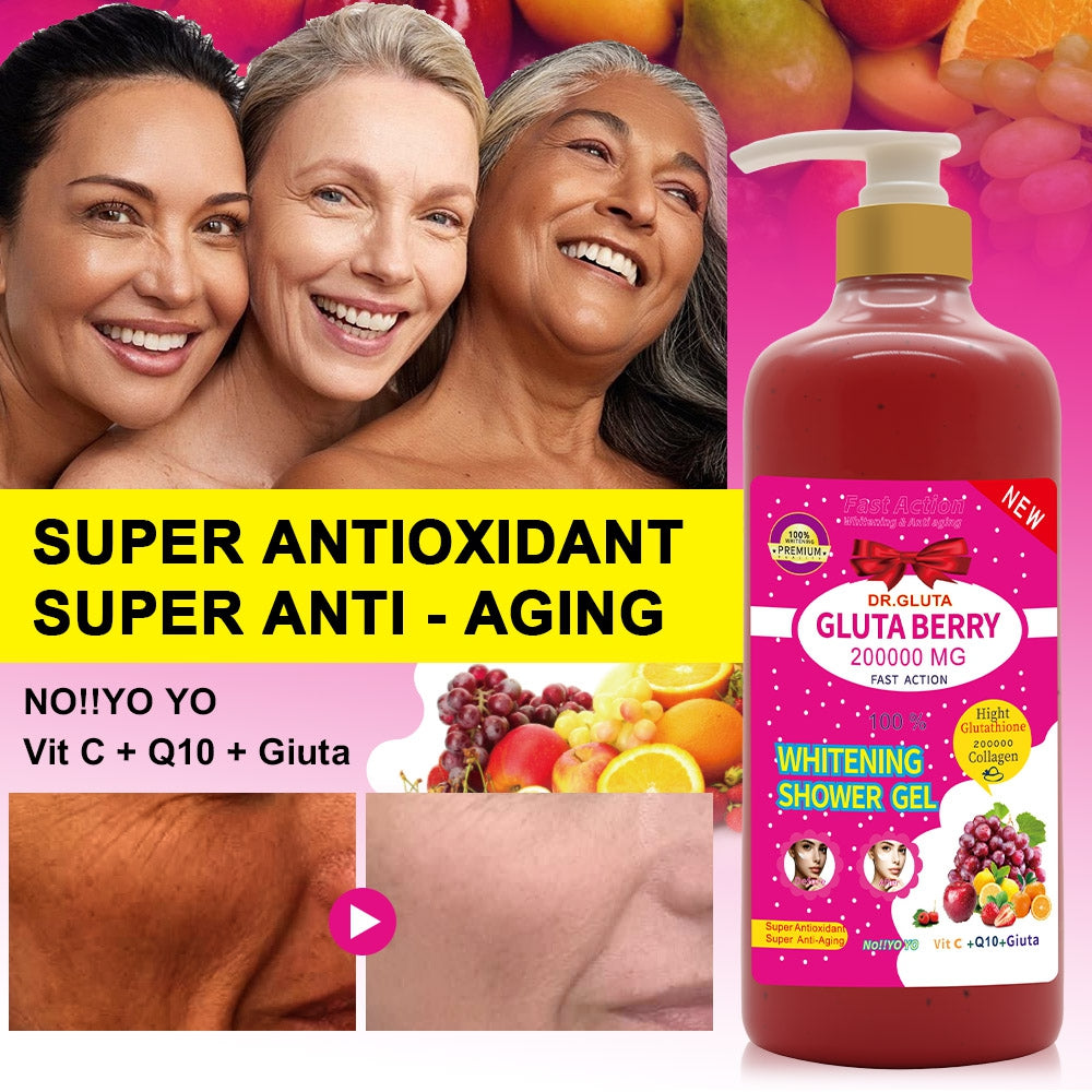 Glutathione Shower Gel Berry Whitening Lightening Body Skin Care Bath Wash