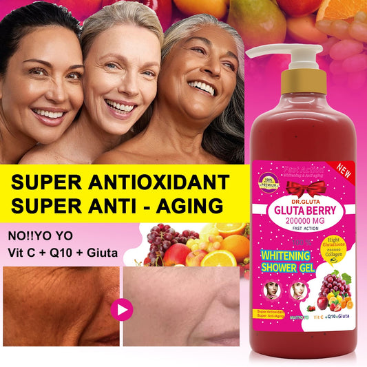 Glutathione Shower Gel Berry Whitening Lightening Body Skin Care Bath Wash